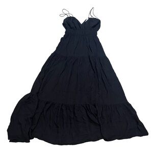 Hutch Womens Tiered V-Neck Black Maxi Dress Strappy Size XS